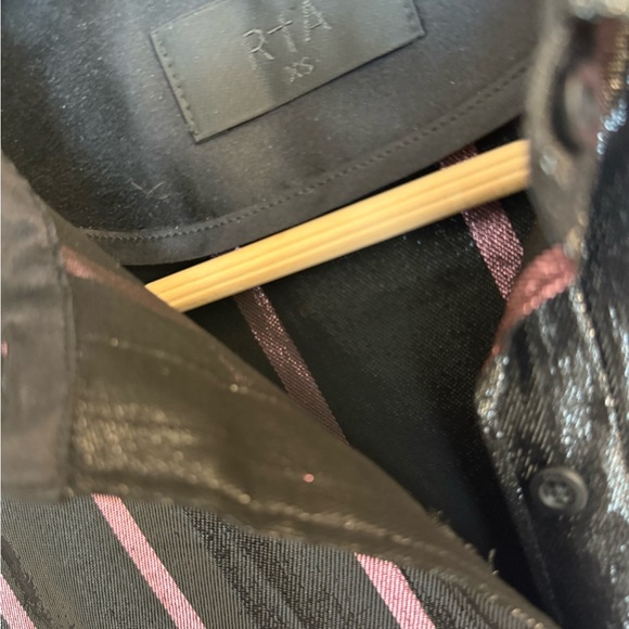 RtA NWOT XS never worn silk blend Shimmering Black Blouse with Pink - Picture 14 of 16